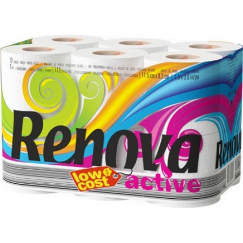 RENOVA 12 ACTIVE TOILET PAPER ROLLS