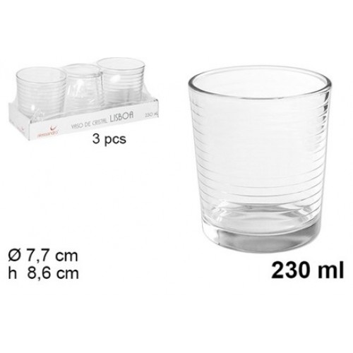  GLASS PACK OF 3 WATER CUPS 230 ML LISBOA